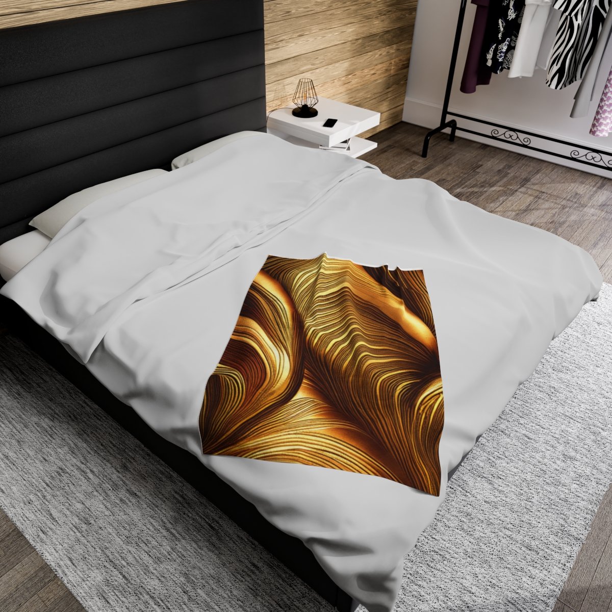 Beautiful Gold Patterned Velveteen Plush Blanket - Image 12