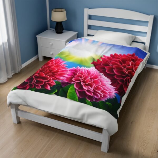 Red and Pink Flowers Velveteen Plush Blanket - Image 19