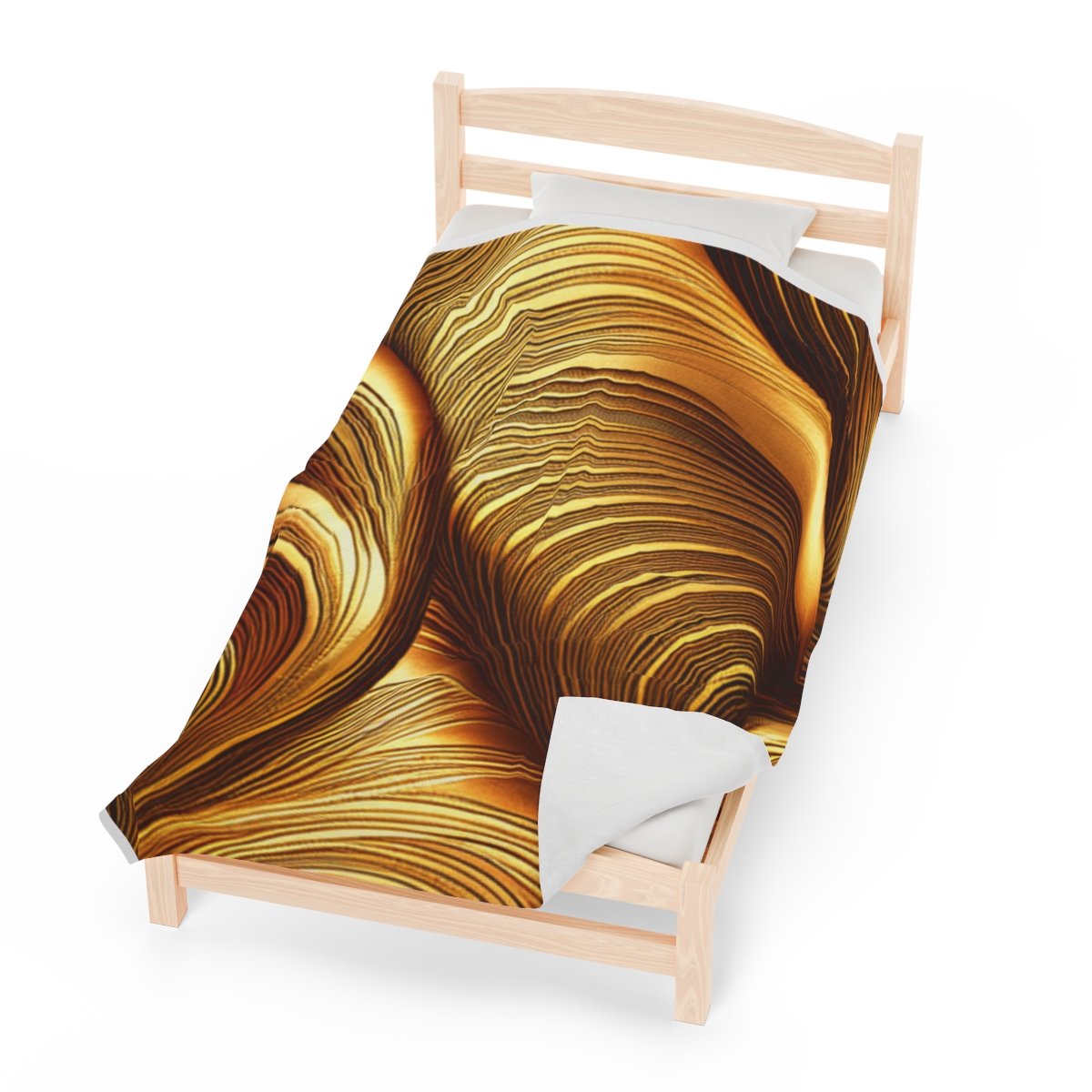 Beautiful Gold Patterned Velveteen Plush Blanket - Image 5