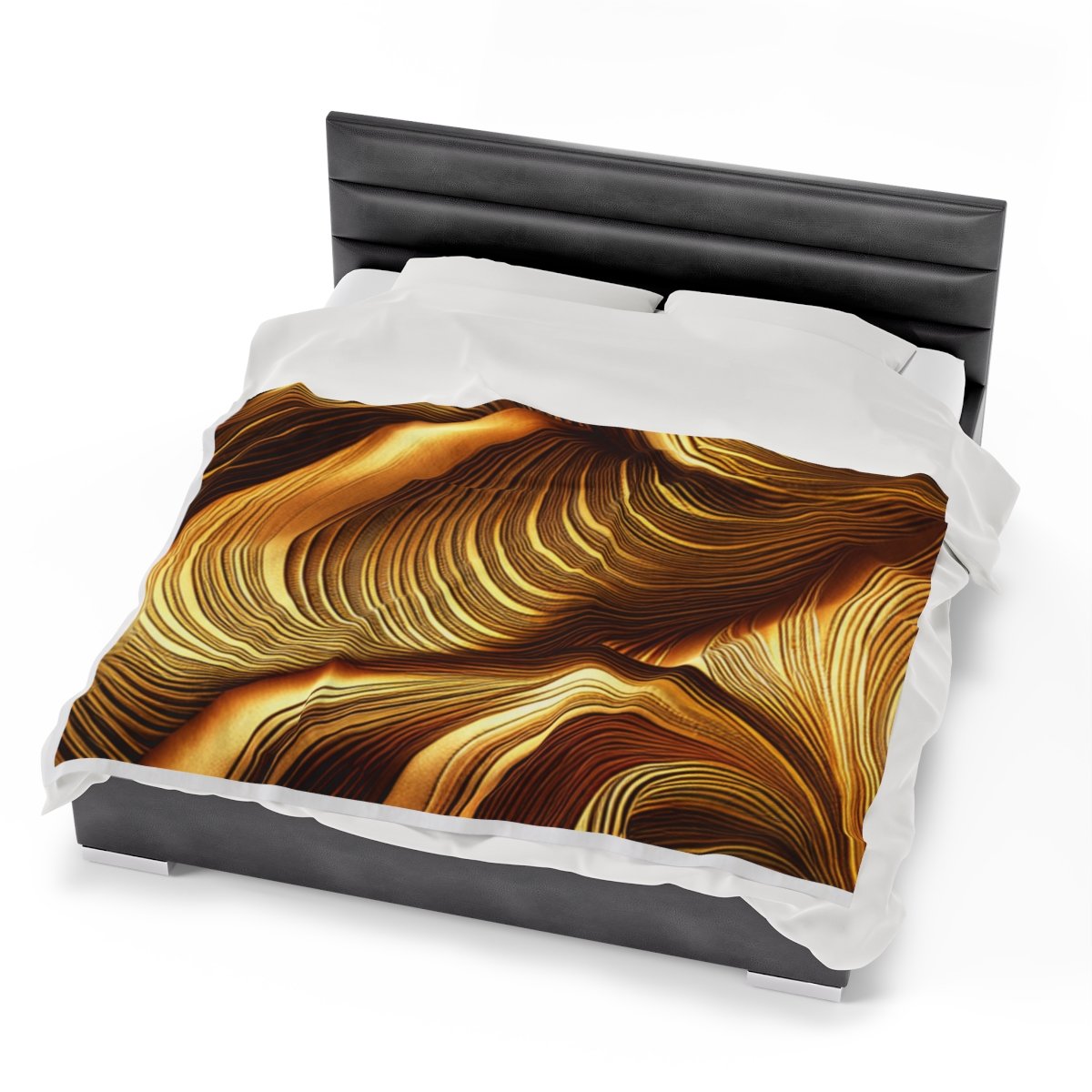 Beautiful Gold Patterned Velveteen Plush Blanket - Image 6
