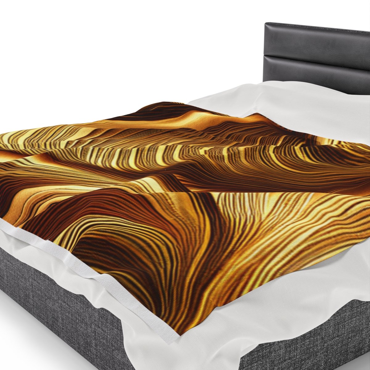 Beautiful Gold Patterned Velveteen Plush Blanket - Image 7