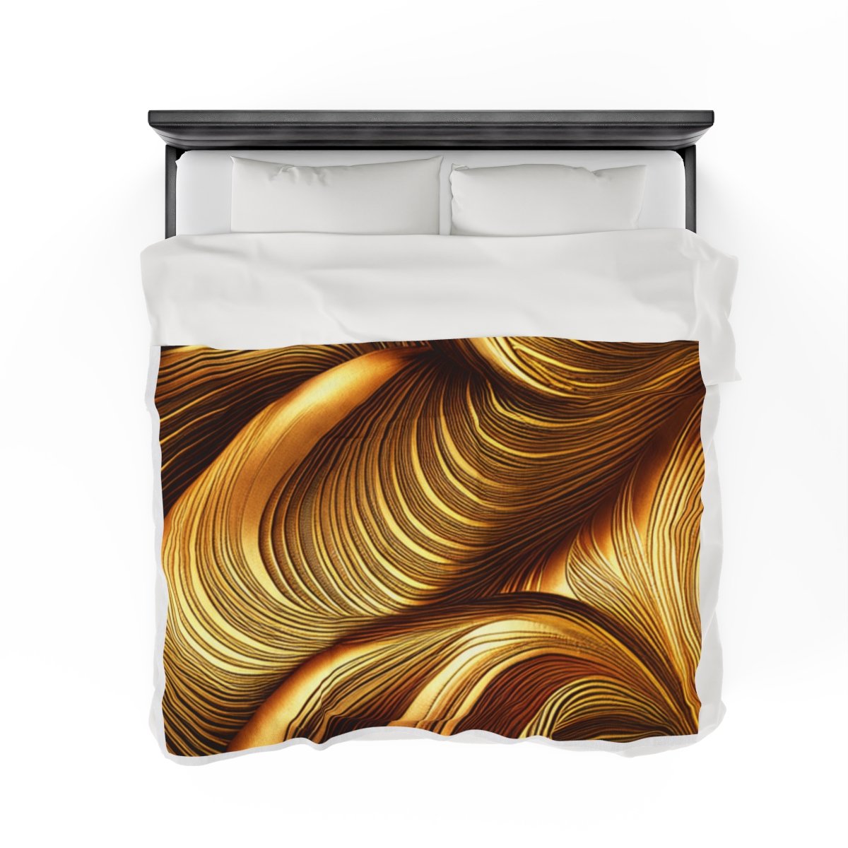 Beautiful Gold Patterned Velveteen Plush Blanket - Image 8