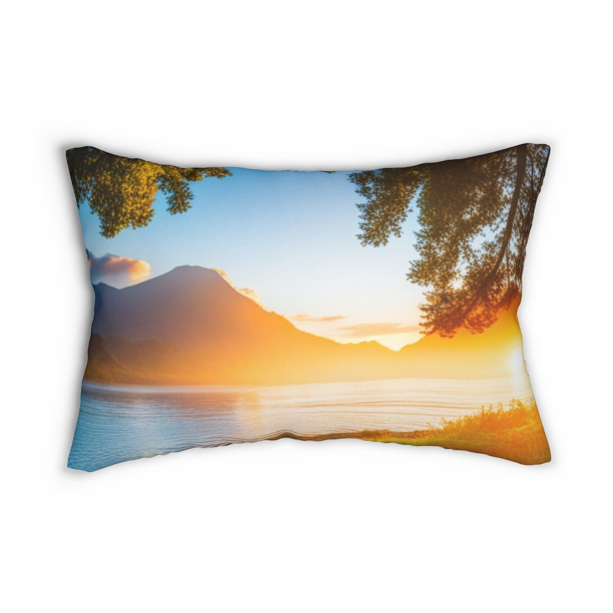 Beautiful Sun Rise Spun Polyester Lumbar Pillow - Image 2