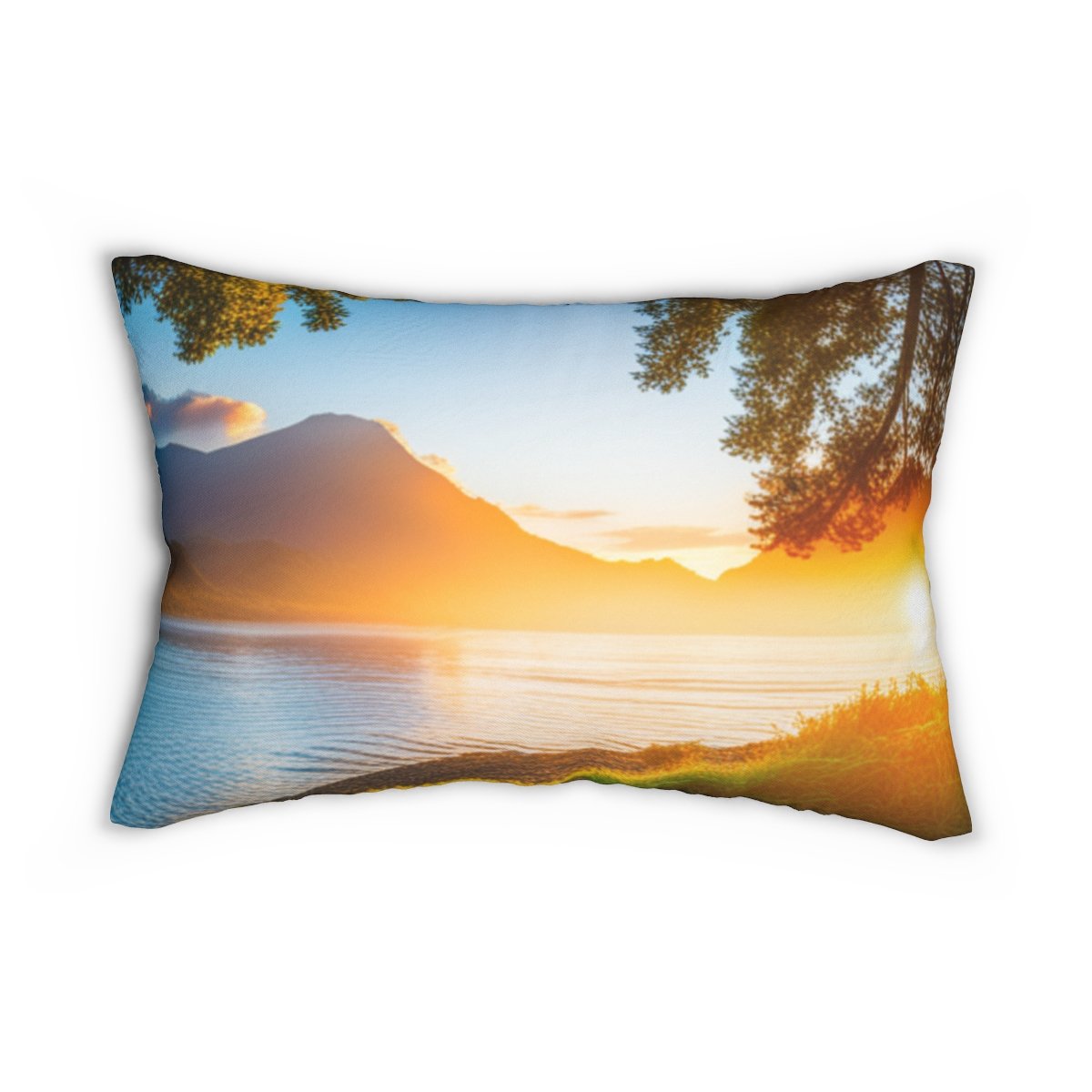 Beautiful Sun Rise Spun Polyester Lumbar Pillow - Image 3