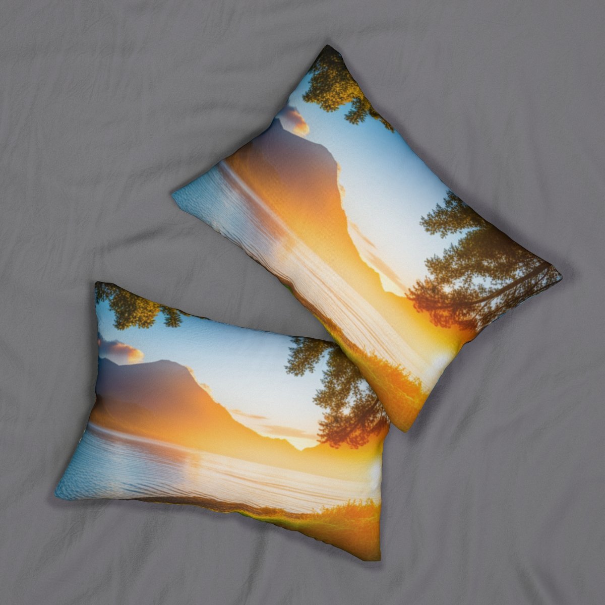Beautiful Sun Rise Spun Polyester Lumbar Pillow - Image 5