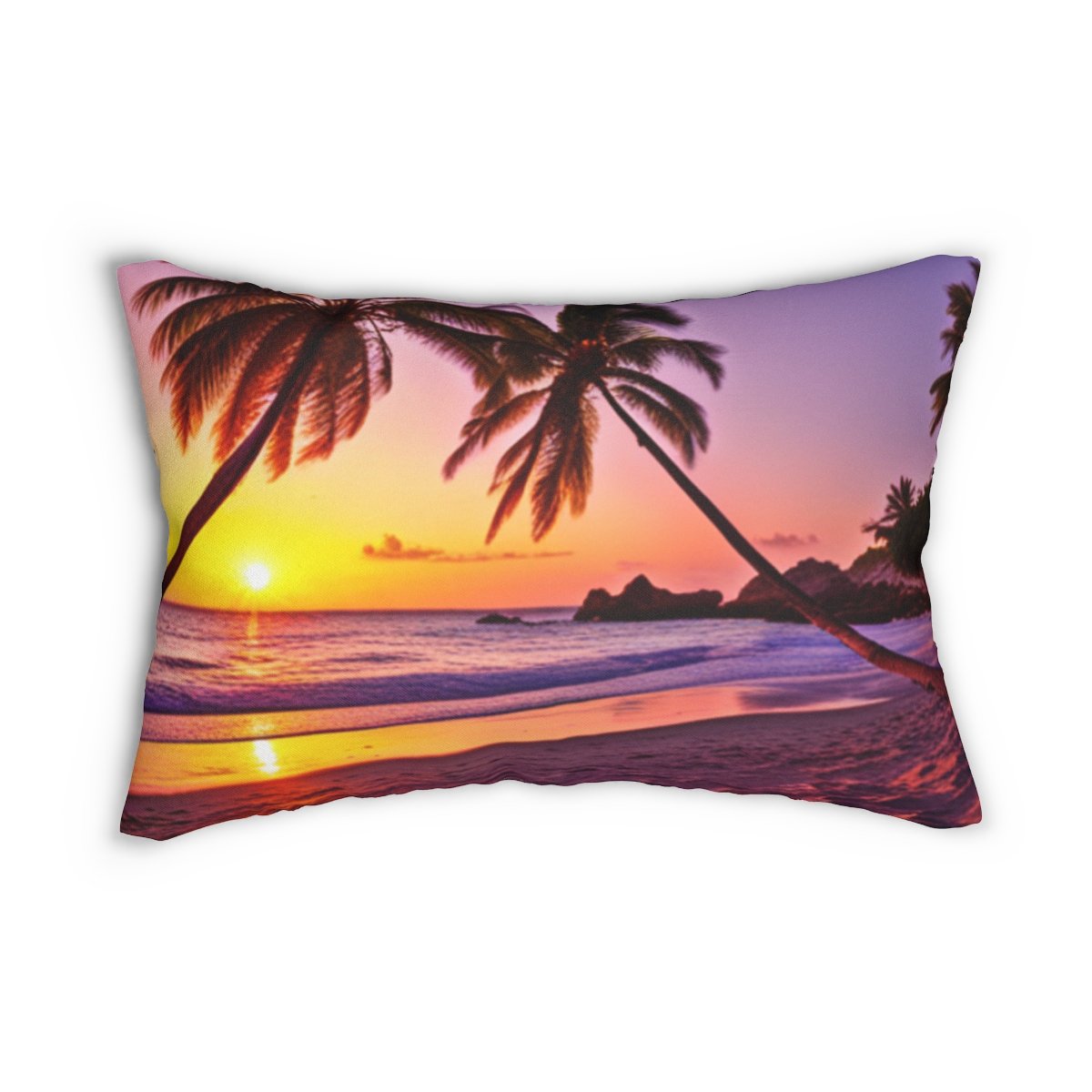 Beautiful Purple and Yellow Sunset Polyester Lumbar Pillow - Image 2