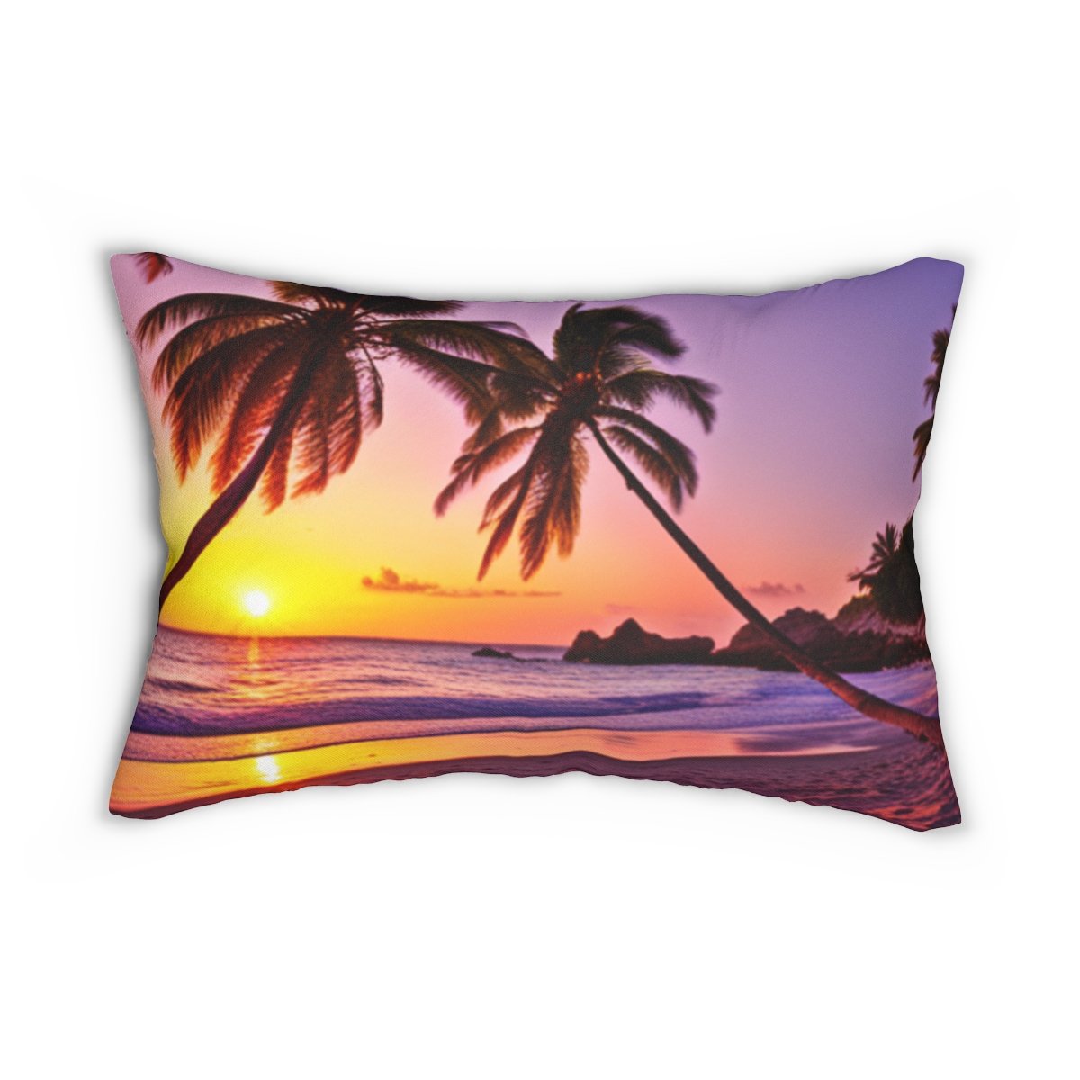 Beautiful Purple and Yellow Sunset Polyester Lumbar Pillow - Image 3