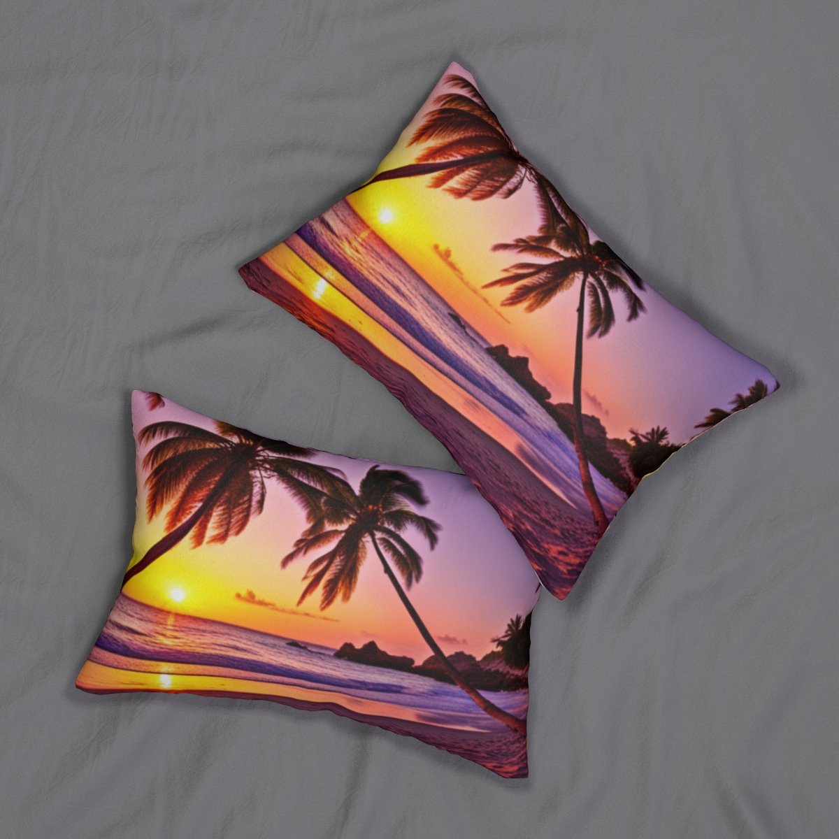 Beautiful Purple and Yellow Sunset Polyester Lumbar Pillow - Image 5