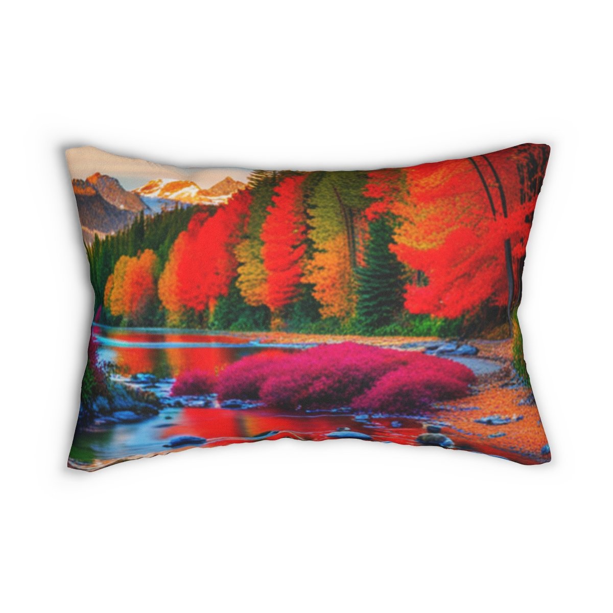 Beautiful Bright Colors of Spring Cascading In Water Polyester Lumbar Pillow