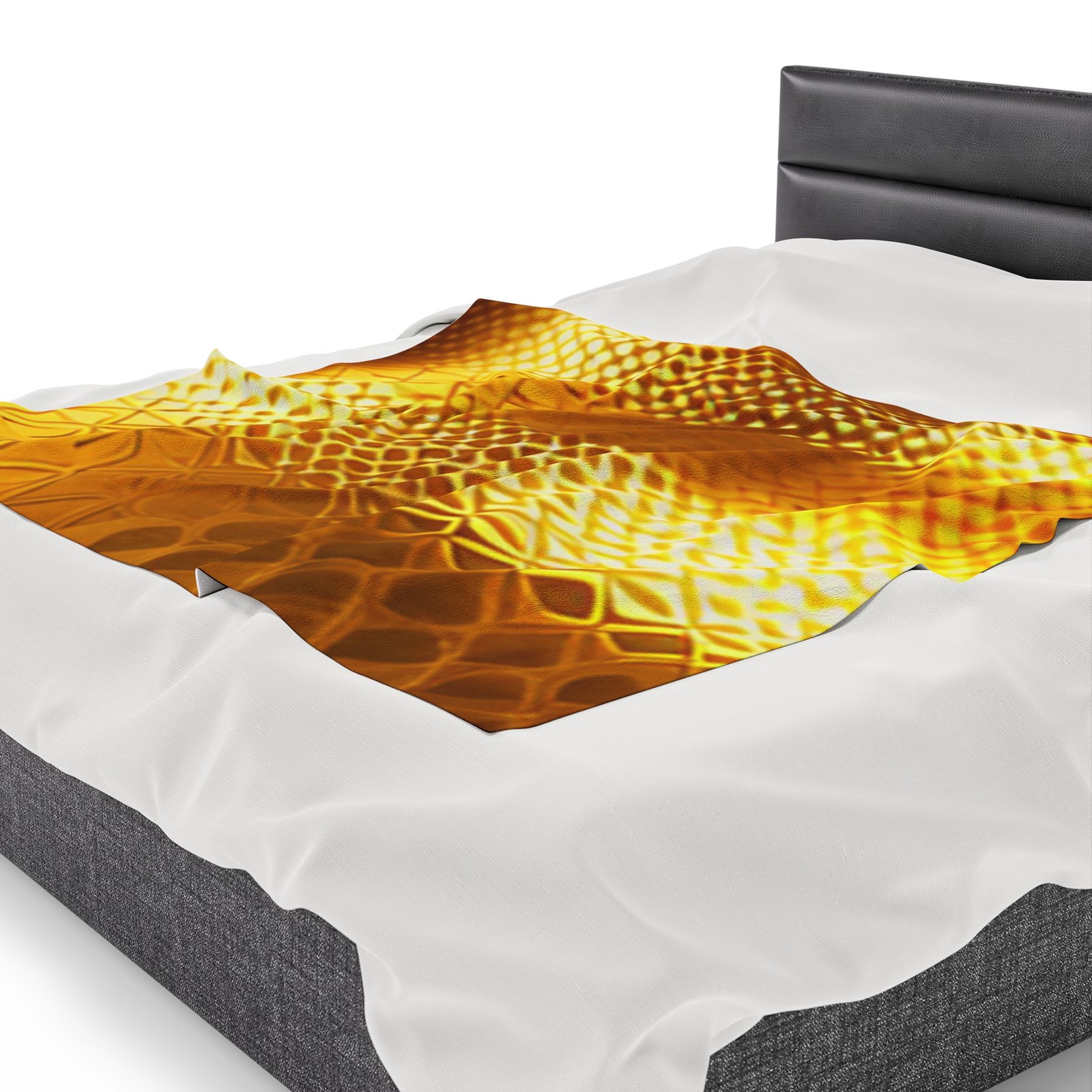 Gold Patterned Beautiful Cozy Velveteen Plush Blanket - Image 15