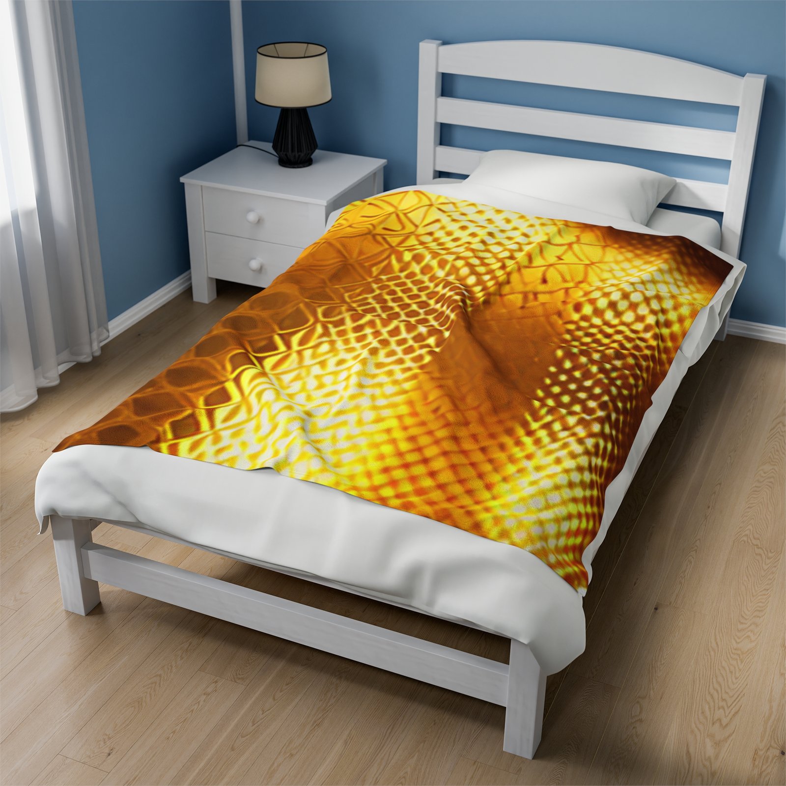 Gold Patterned Beautiful Cozy Velveteen Plush Blanket - Image 4