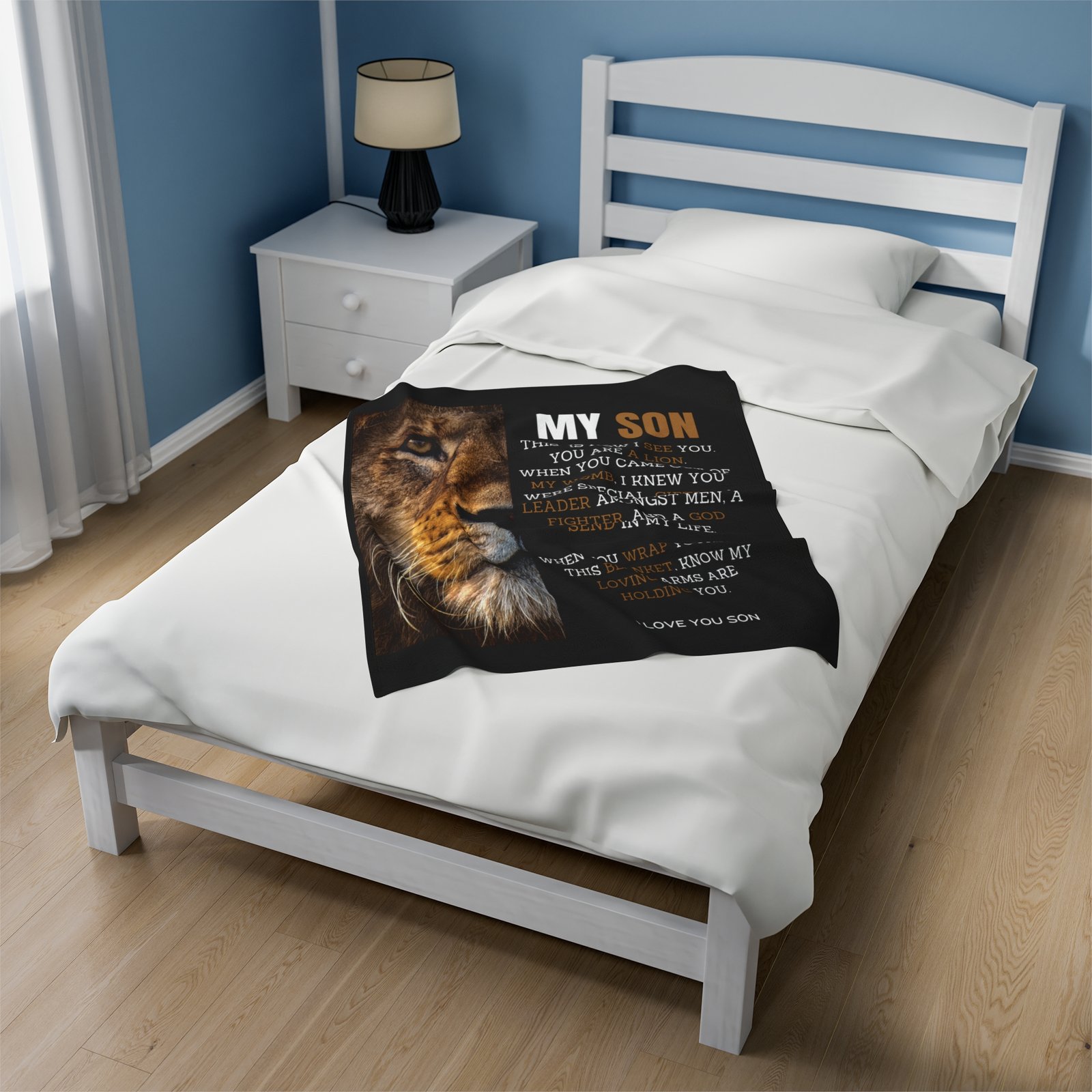 My Son You Are A Lion Conqueror Velveteen Plush Blanket. - Image 3