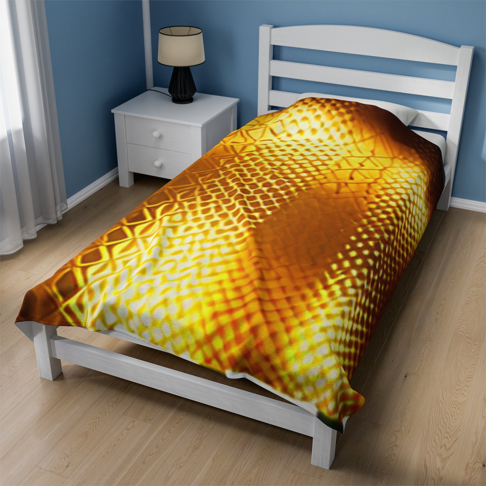 Gold Patterned Beautiful Cozy Velveteen Plush Blanket