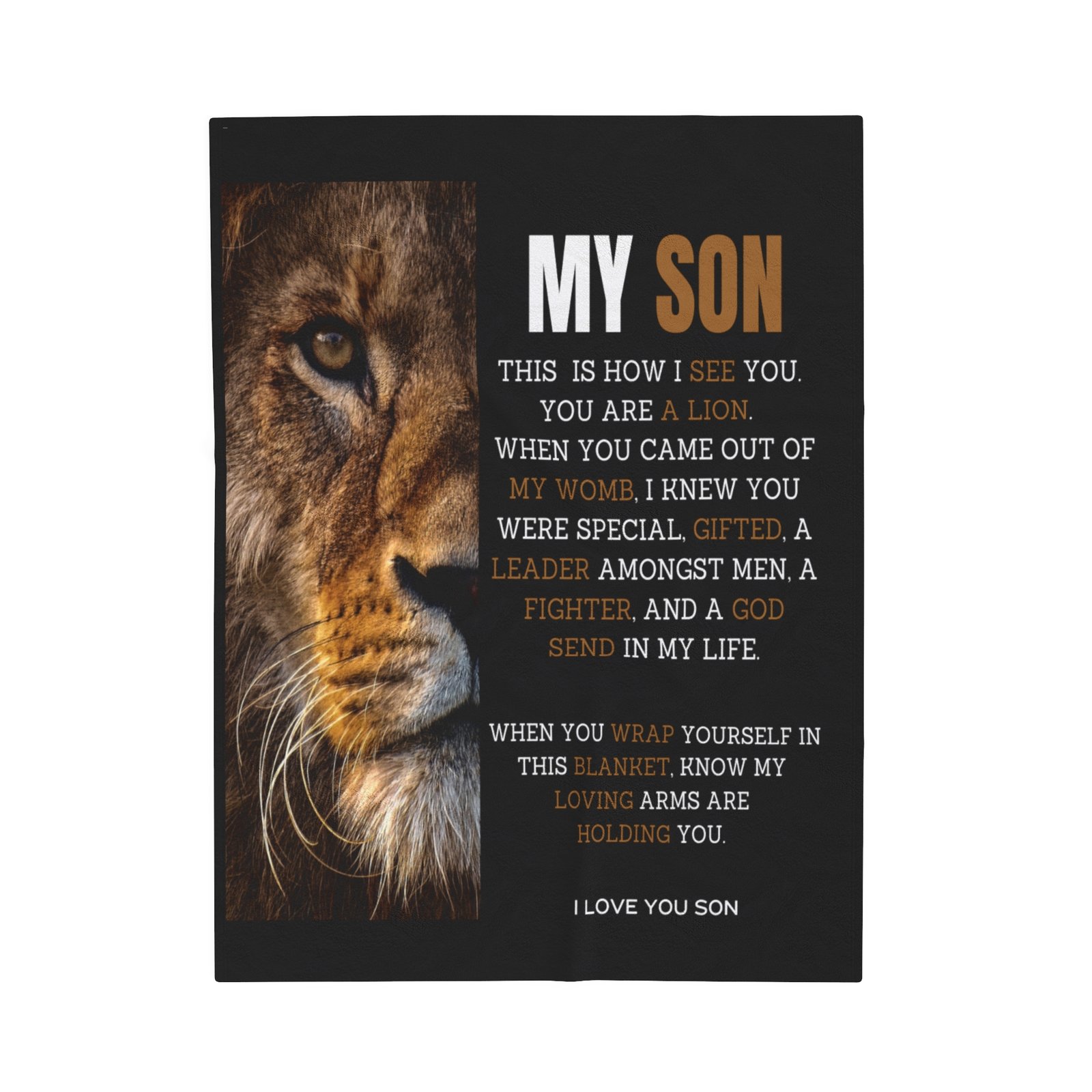 My Son You Are A Lion Conqueror Velveteen Plush Blanket.