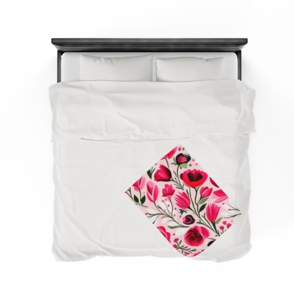 Pink Floral Flowers and Tulips Velveteen Plush Blanket - Image 16