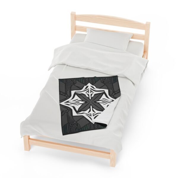 Multicolor "X" Design With Many Shapes and Shades Of Grey Stunning Velveteen Plush Blanket. - Image 5