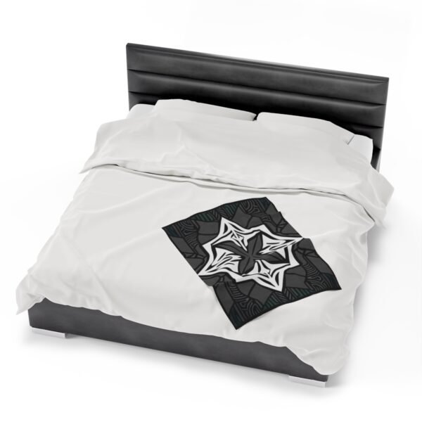 Multicolor "X" Design With Many Shapes and Shades Of Grey Stunning Velveteen Plush Blanket. - Image 6