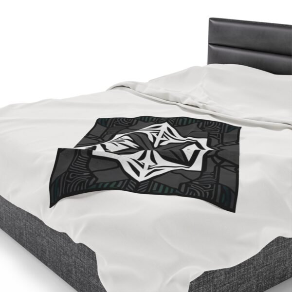 Multicolor "X" Design With Many Shapes and Shades Of Grey Stunning Velveteen Plush Blanket. - Image 7
