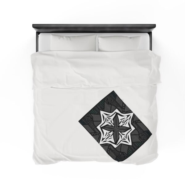 Multicolor "X" Design With Many Shapes and Shades Of Grey Stunning Velveteen Plush Blanket. - Image 8