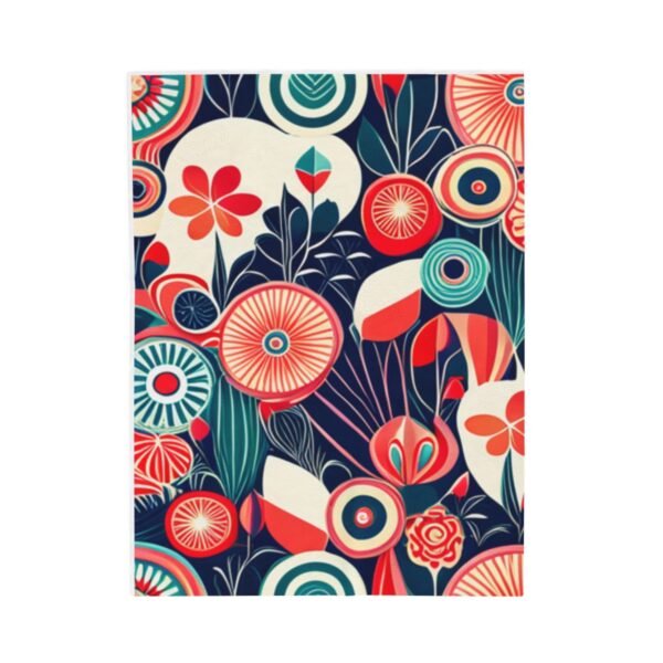 Retro Floral and Colorful Stunning Velveteen Plush Blanket.