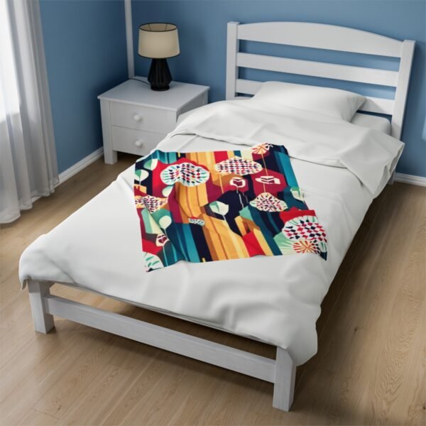 Retro Shapes and Design Stunning Masterpiece Velveteen Plush Blanket. - Image 3