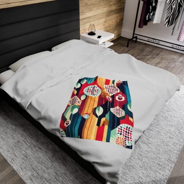 Retro Shapes and Design Stunning Masterpiece Velveteen Plush Blanket. - Image 4