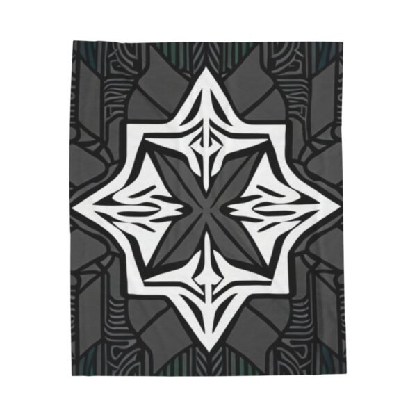 Multicolor "X" Design With Many Shapes and Shades Of Grey Stunning Velveteen Plush Blanket. - Image 9