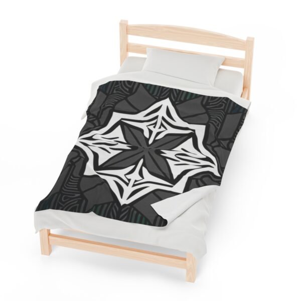 Multicolor "X" Design With Many Shapes and Shades Of Grey Stunning Velveteen Plush Blanket. - Image 13