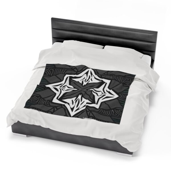 Multicolor "X" Design With Many Shapes and Shades Of Grey Stunning Velveteen Plush Blanket. - Image 14