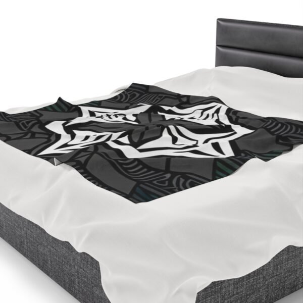 Multicolor "X" Design With Many Shapes and Shades Of Grey Stunning Velveteen Plush Blanket. - Image 15