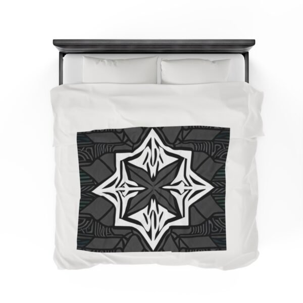 Multicolor "X" Design With Many Shapes and Shades Of Grey Stunning Velveteen Plush Blanket. - Image 16