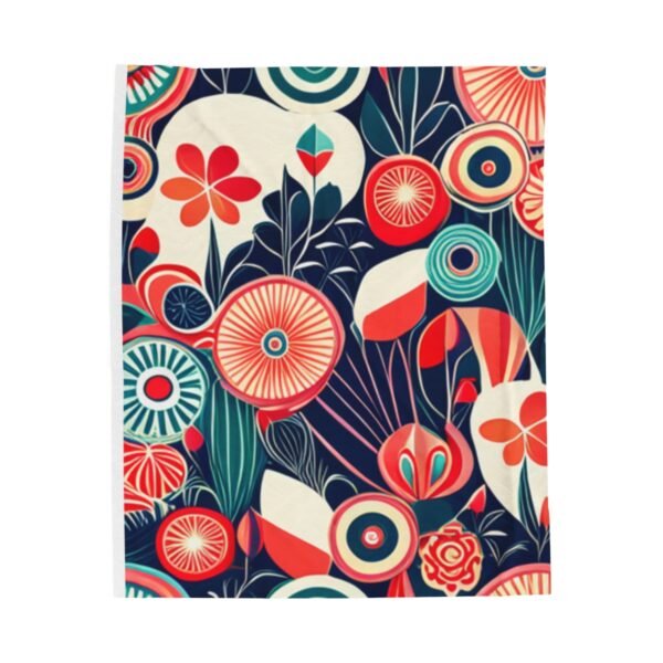 Retro Floral and Colorful Stunning Velveteen Plush Blanket. - Image 9