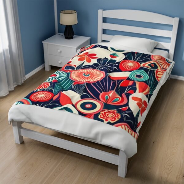 Retro Floral and Colorful Stunning Velveteen Plush Blanket. - Image 11