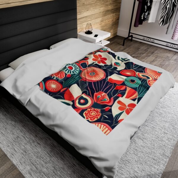 Retro Floral and Colorful Stunning Velveteen Plush Blanket. - Image 12