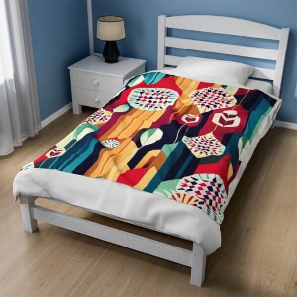 Retro Shapes and Design Stunning Masterpiece Velveteen Plush Blanket. - Image 11