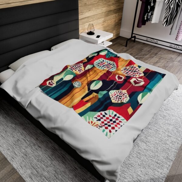 Retro Shapes and Design Stunning Masterpiece Velveteen Plush Blanket. - Image 12