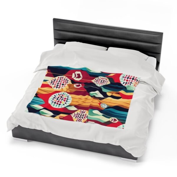 Retro Shapes and Design Stunning Masterpiece Velveteen Plush Blanket. - Image 14
