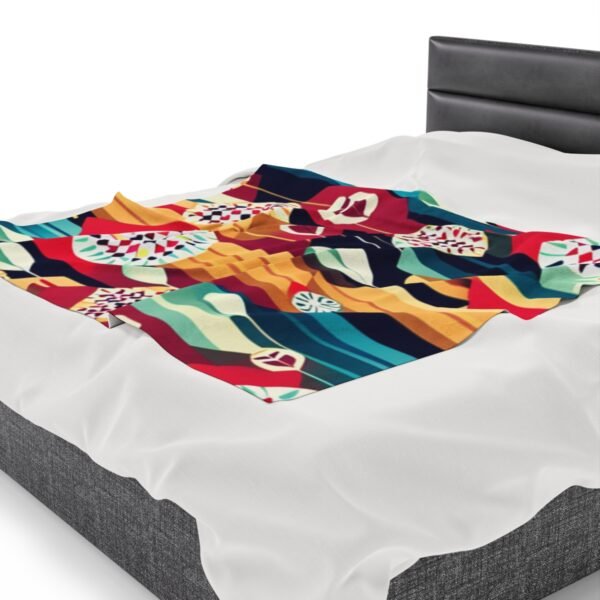 Retro Shapes and Design Stunning Masterpiece Velveteen Plush Blanket. - Image 15