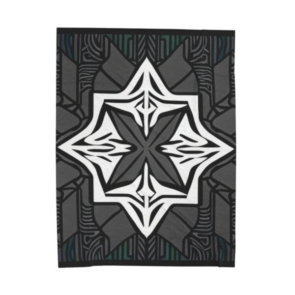 Multicolor "X" Design With Many Shapes and Shades Of Grey Stunning Velveteen Plush Blanket. - Image 17