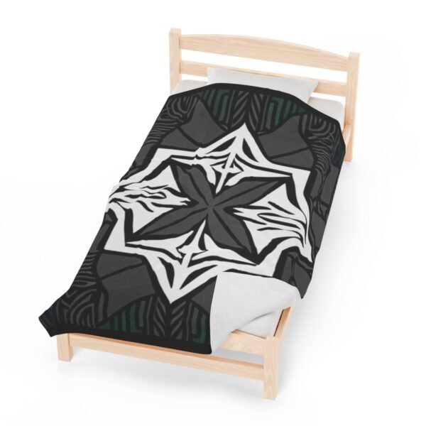 Multicolor "X" Design With Many Shapes and Shades Of Grey Stunning Velveteen Plush Blanket. - Image 21