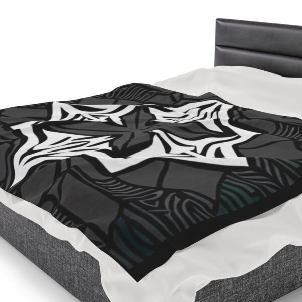 Multicolor "X" Design With Many Shapes and Shades Of Grey Stunning Velveteen Plush Blanket. - Image 23