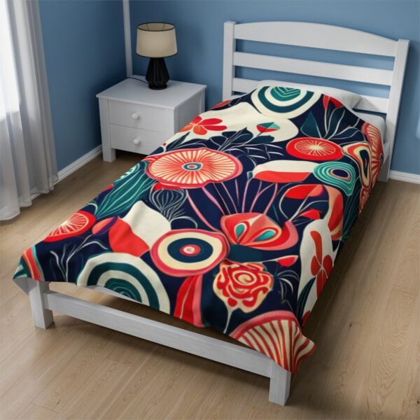 Retro Floral and Colorful Stunning Velveteen Plush Blanket. - Image 19
