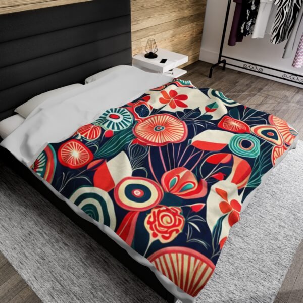 Retro Floral and Colorful Stunning Velveteen Plush Blanket. - Image 20