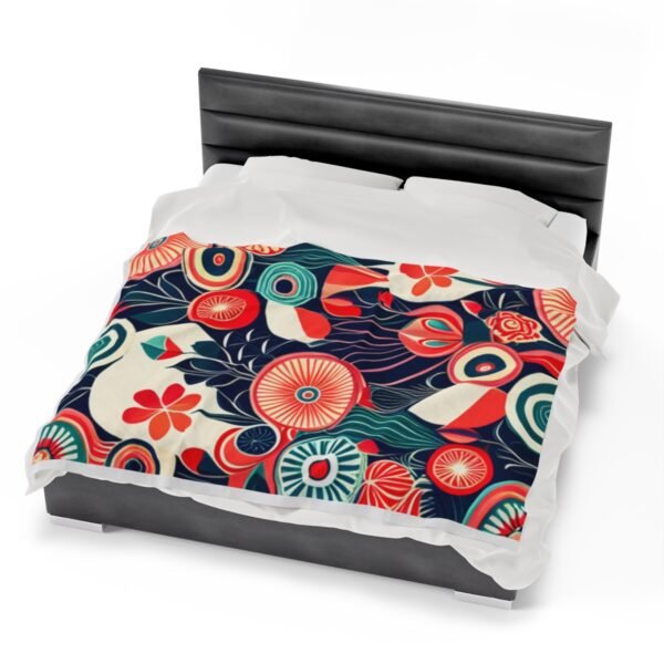 Retro Floral and Colorful Stunning Velveteen Plush Blanket. - Image 22