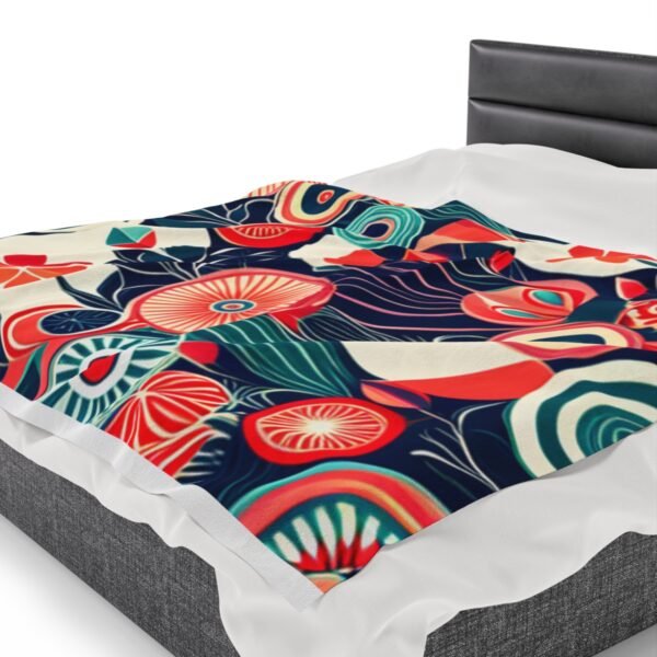 Retro Floral and Colorful Stunning Velveteen Plush Blanket. - Image 23