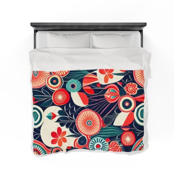 Retro Floral and Colorful Stunning Velveteen Plush Blanket. - Image 24