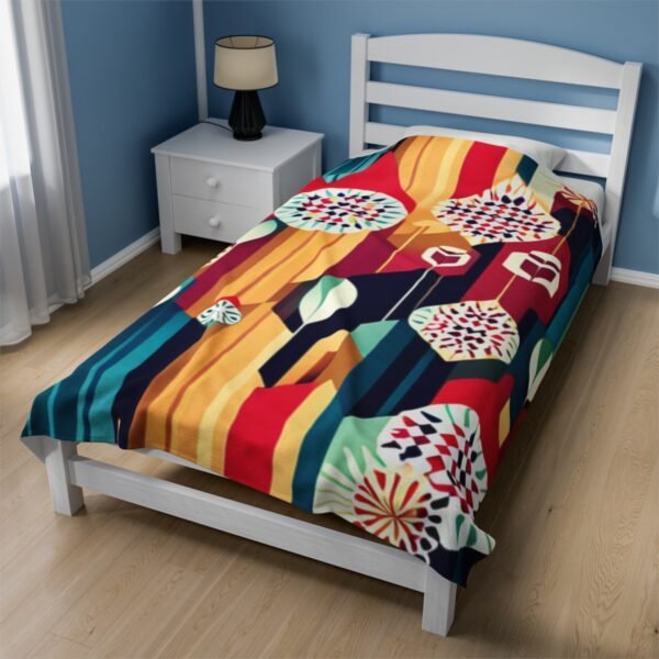 Retro Shapes and Design Stunning Masterpiece Velveteen Plush Blanket. - Image 19