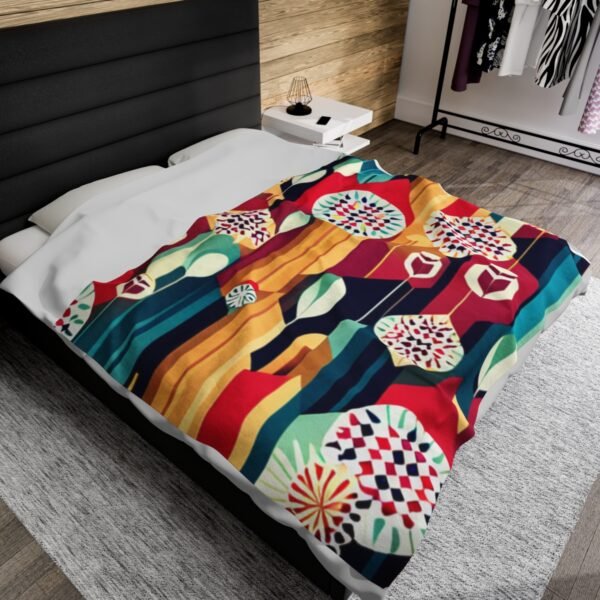 Retro Shapes and Design Stunning Masterpiece Velveteen Plush Blanket. - Image 20