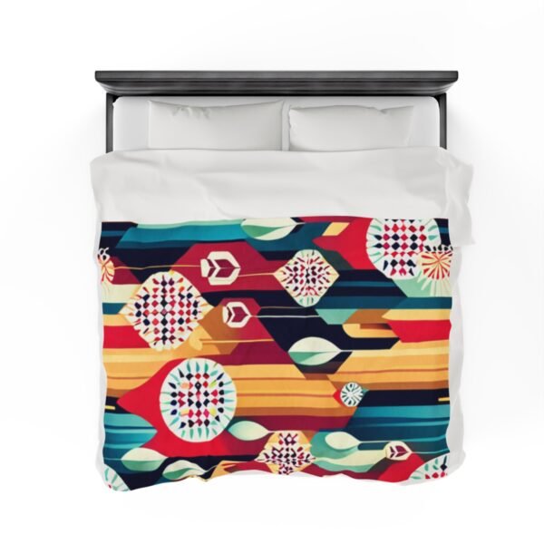 Retro Shapes and Design Stunning Masterpiece Velveteen Plush Blanket. - Image 24