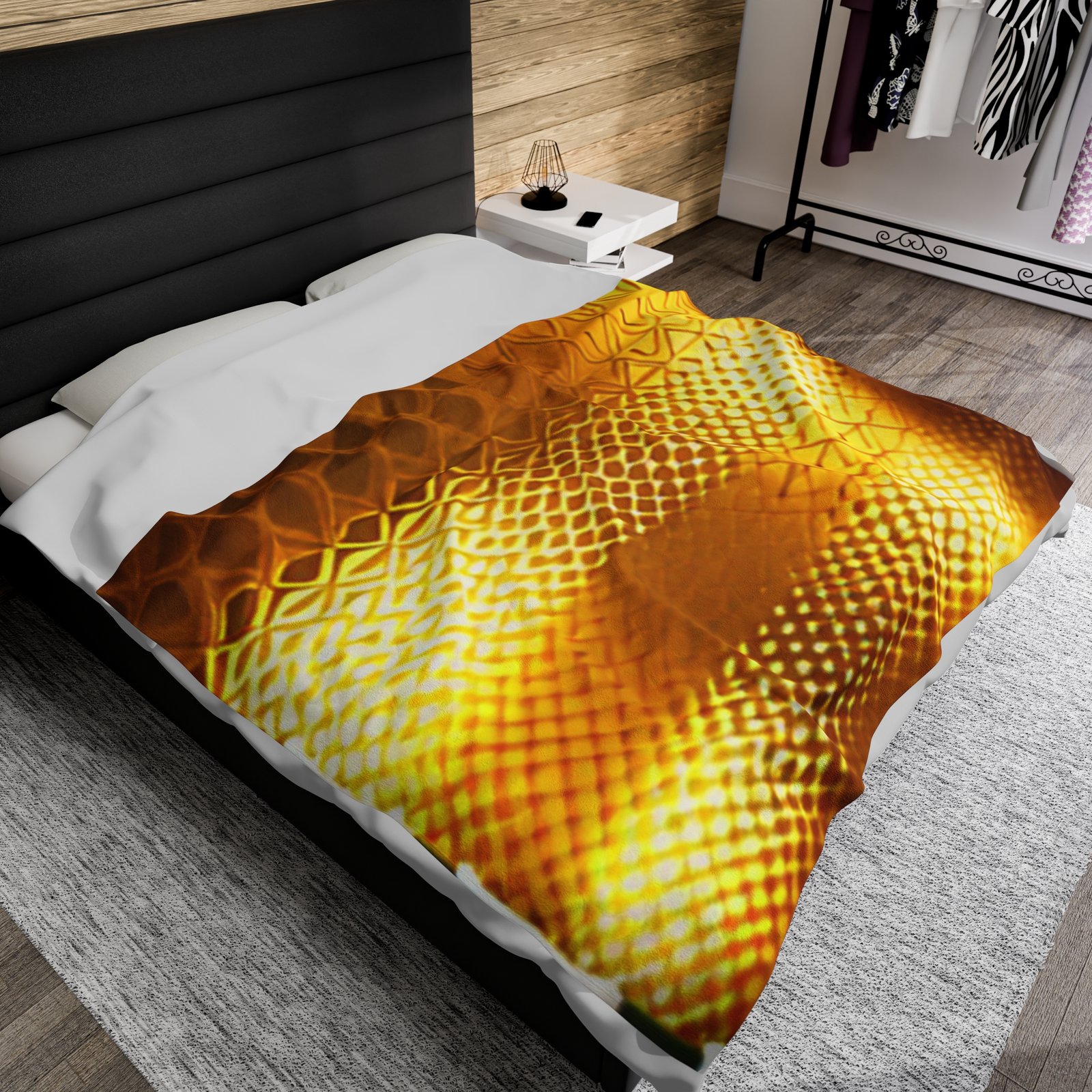 Gold Patterned Beautiful Cozy Velveteen Plush Blanket - Image 20